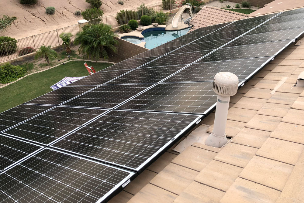 solar panels installed on composite roof tiles in chandler az