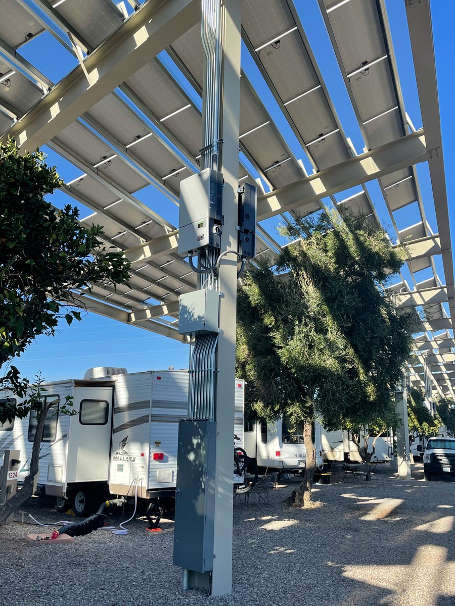 rv park solar panel awning